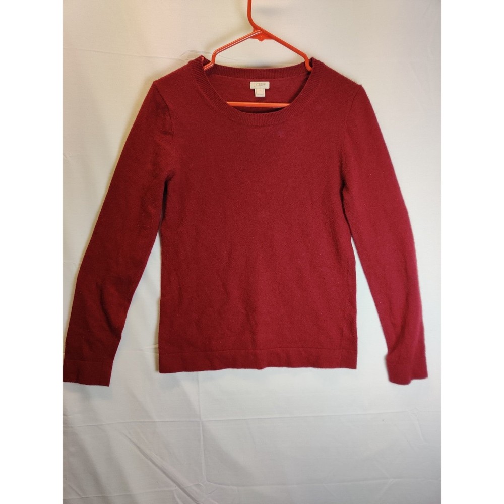 J Crew Merino Wool Sweater Womens Small Red Crew Neck Pullover Lightweight Soft